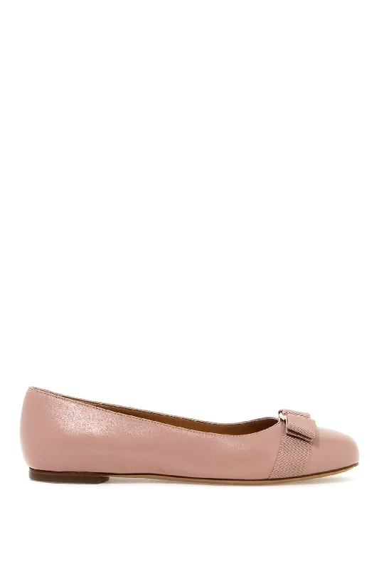 Women’s sandals sustainable wear -Ferragamo Leather Ballet Flats with Grosgrain Bow