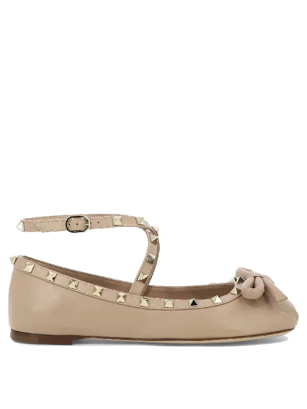 Women’s sandals arch support step -VALENTINO GARAVANI Rockstud Ballet Flats with Adjustable Ankle Strap