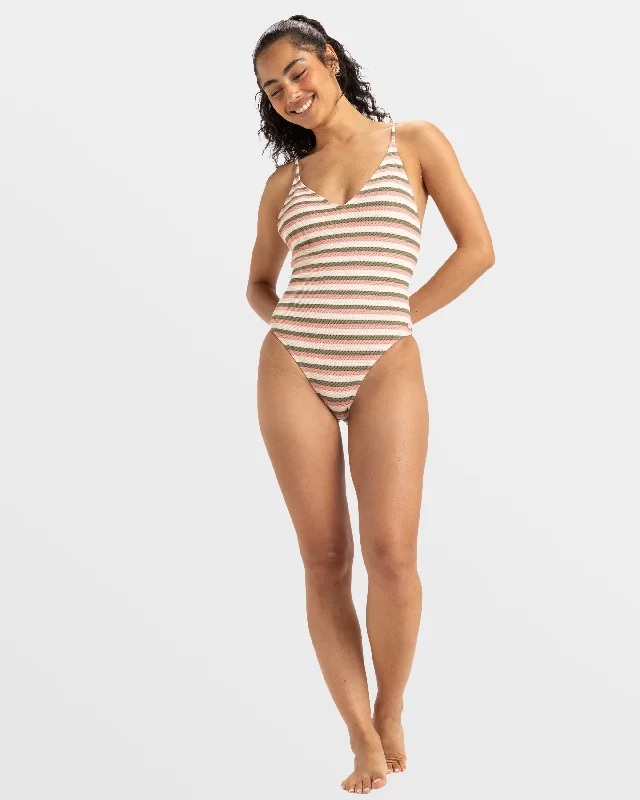 ladies one-piece swimsuit pure chic -Saidia One Piece Swimsuit - Parchement Wave Runner Stripe