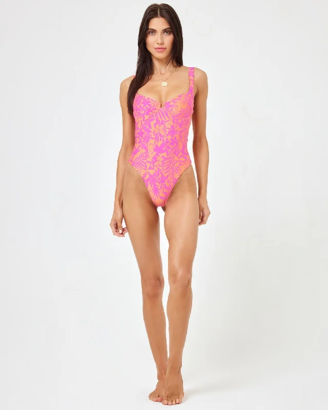 ladies one-piece swimsuit flat neck -Printed Kendal One Piece