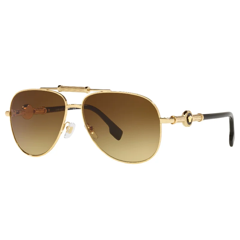 ladies sunglasses long face -Versace 0VE2236 147713 59 (VER7) Unisex Gold Sunglasses