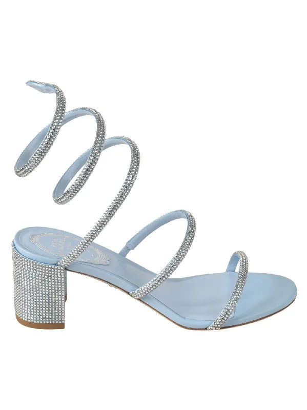 Women’s sandals hard sole grip -René Caovilla Elegant Blue and Green Sandals for Women