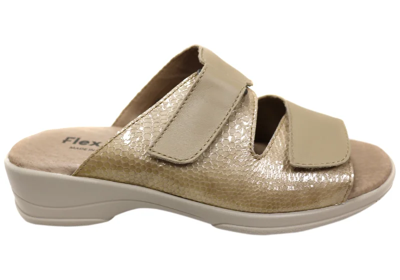 Women’s sandals online trend -Flex & Go Banksia Womens Leather Slides Sandals Made In Portugal