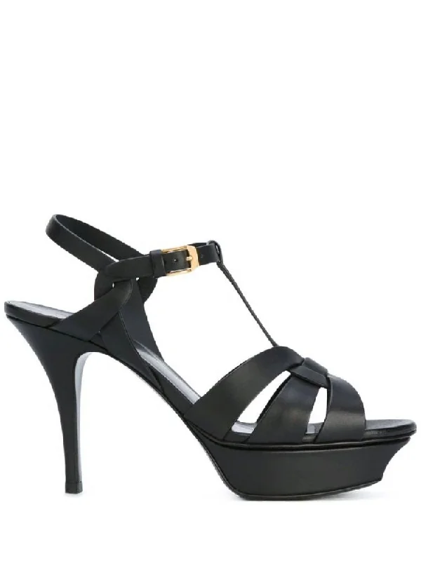 Women’s sandals gladiator fierce -SAINT LAURENT Signature Leather Strap Sandals - 105mm Stiletto